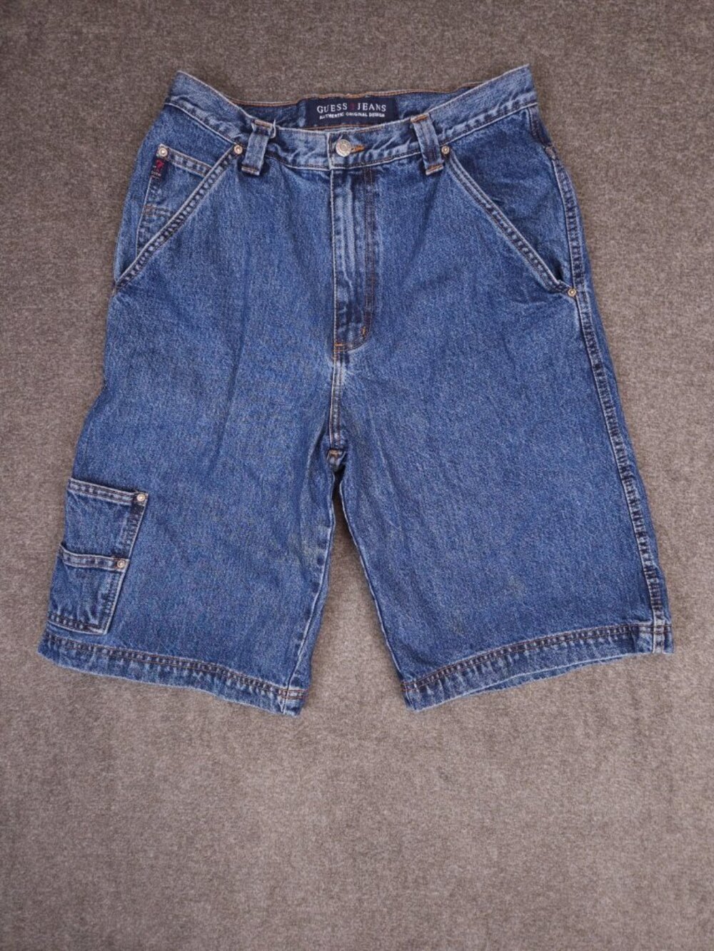 Vintage Guess Jeans Denim Carpenter Shorts Size 32 (28x12) Blue Baggy